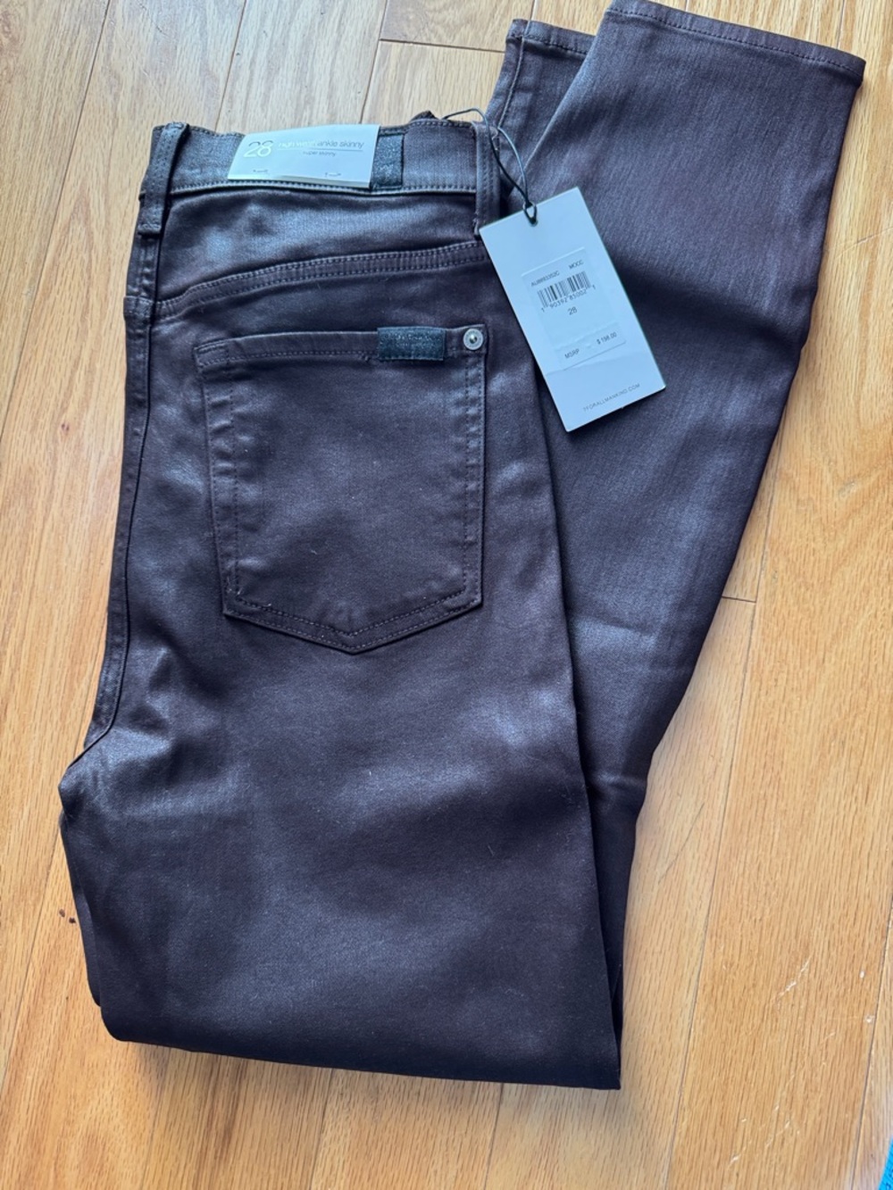 7 For All Mankind Slim Straight Coated Brown Jeans